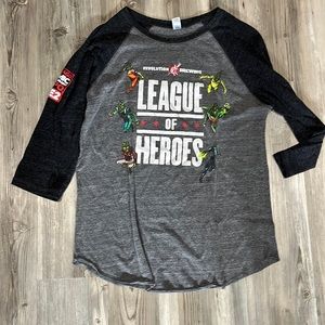 Size medium Revolution brewing league of heroes grey raglan